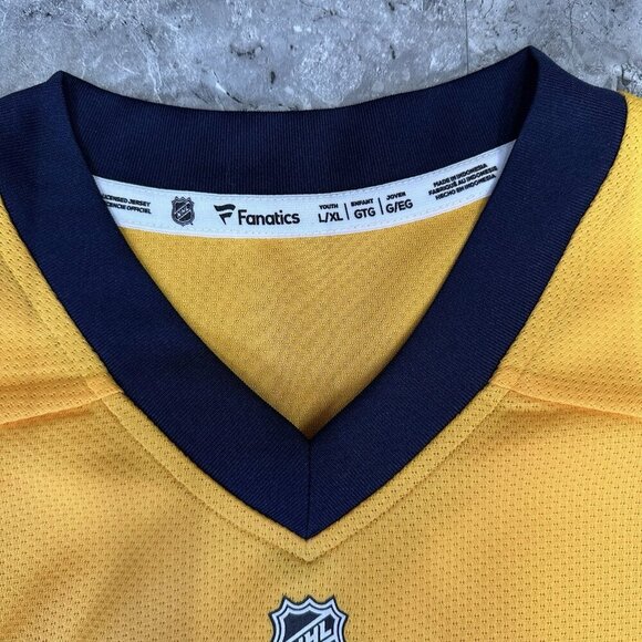 Nashville Predators Youth Jersey Size L/XL Stitch Logo Fanatics Authentic Yellow - Picture 3 of 5